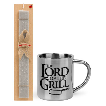 The Lord of the Grill, Πασχαλινό Σετ, μεταλλική κούπα θερμό (300ml) & πασχαλινή λαμπάδα αρωματική πλακέ (30cm) (ΓΚΡΙ)