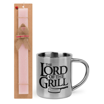 The Lord of the Grill, Πασχαλινό Σετ, μεταλλική κούπα θερμό (300ml) & πασχαλινή λαμπάδα αρωματική πλακέ (30cm) (ΡΟΖ)