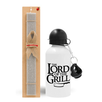 The Lord of the Grill, Πασχαλινό Σετ, παγούρι μεταλλικό  αλουμινίου (500ml) & πασχαλινή λαμπάδα αρωματική πλακέ (30cm) (ΓΚΡΙ)