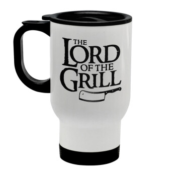 The Lord of the Grill, Κούπα ταξιδιού ανοξείδωτη με καπάκι, διπλού τοιχώματος (θερμό) λευκή 450ml