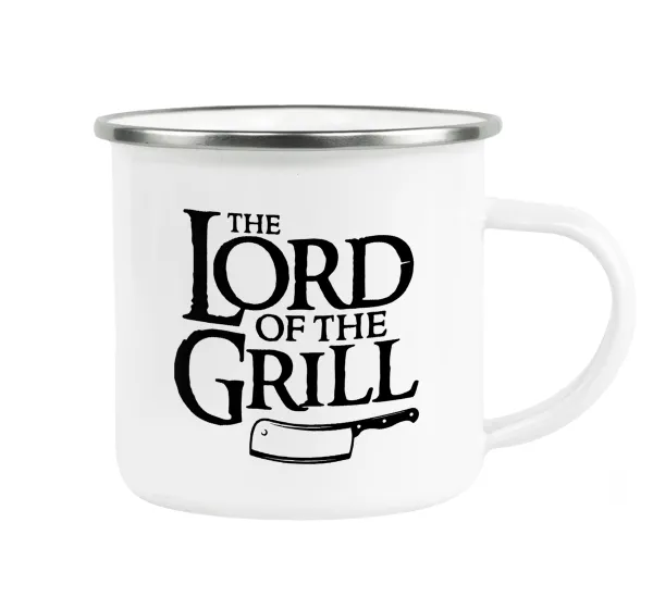 The Lord of the Grill — Metallic enamel cup white 360ml