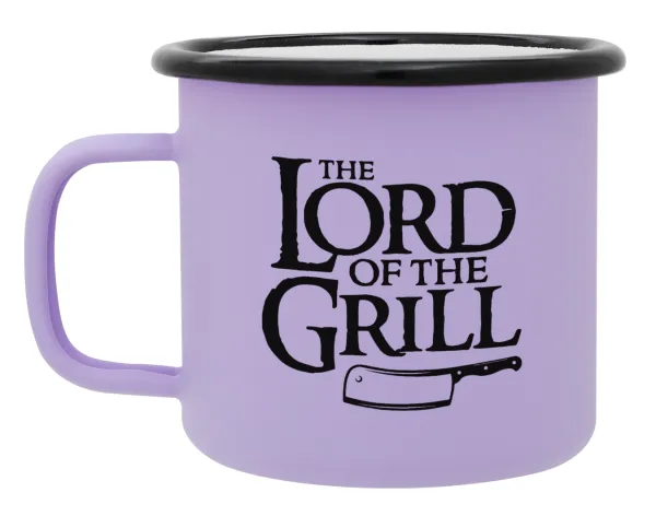 The Lord of the Grill — Metal enamel mug, matte light pastel purple, 360ml