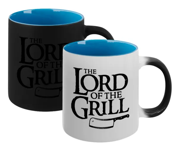 The Lord of the Grill — Magic mug with blue interior, ceramic, 330ml, changes colour with hot drinks