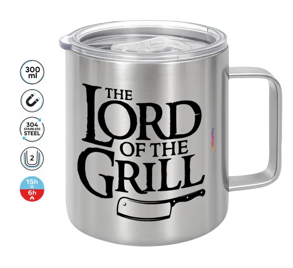 The Lord of the Grill — Double-walled stainless steel mug 300ml with temperature-retaining lid