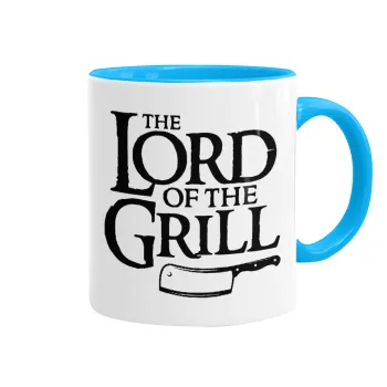 The Lord of the Grill, Mug colored light blue, ceramic, 330ml