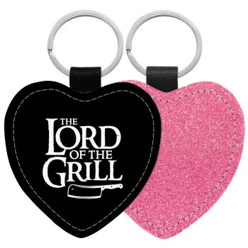 The Lord of the Grill, Μπρελόκ PU δερμάτινο glitter καρδιά ΡΟΖ
