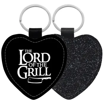 The Lord of the Grill, Μπρελόκ PU δερμάτινο glitter καρδιά ΜΑΥΡΟ