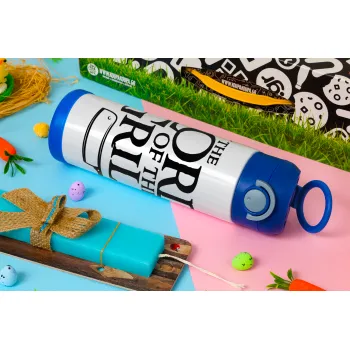 The Lord of the Grill, Easter candle, Childrens hot water bottle, stainless steel, with safety straw, BLUE (500ml)