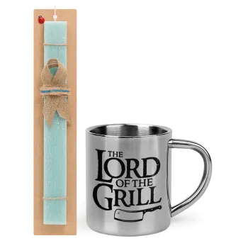 The Lord of the Grill, Easter Set, metallic thermal cup (300ml) & aromatic flat Easter candle (30cm) (TURQUOISE)