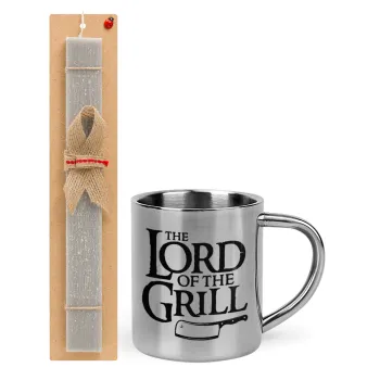 The Lord of the Grill, Easter Set, metallic thermal cup (300ml) & Easter aromatic flat candle (30cm) (GRAY)