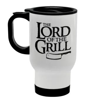 The Lord of the Grill, Κούπα ταξιδιού ανοξείδωτη με καπάκι, διπλού τοιχώματος (θερμό) λευκή 450ml