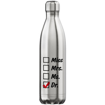 Miss, Mrs, Ms, DR, Μεταλλικό παγούρι θερμός Inox (Stainless steel), διπλού τοιχώματος, 750ml
