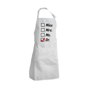 Miss, Mrs, Ms, DR, Adult Chef Apron (with sliders and 2 pockets)