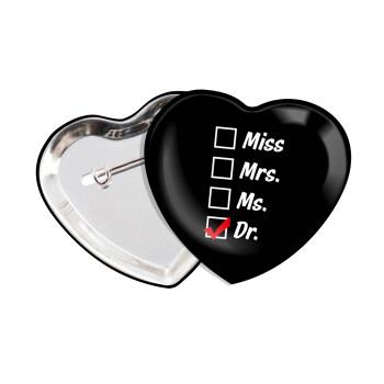 Miss, Mrs, Ms, DR, Κονκάρδα παραμάνα καρδιά (57x52mm)