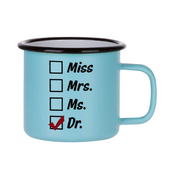 Miss, Mrs, Ms, DR, Κούπα Μεταλλική εμαγιέ ΜΑΤ σιέλ 360ml