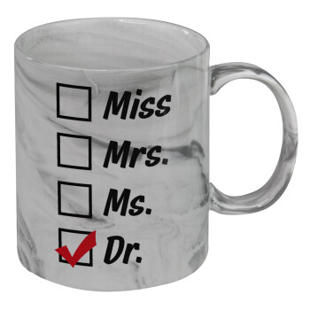 Miss, Mrs, Ms, DR, Mug ceramic marble style, 330ml