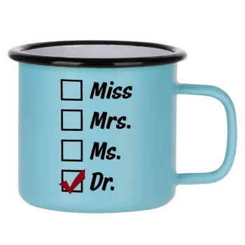 Miss, Mrs, Ms, DR, Κούπα Μεταλλική εμαγιέ ΜΑΤ σιέλ 360ml