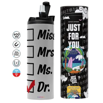Miss, Mrs, Ms, DR, Tumbler stainless steel GREY 600ml