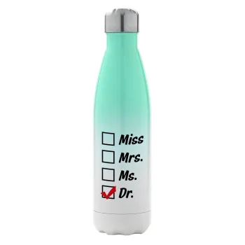 Miss, Mrs, Ms, DR, Metal mug thermos Green/White (Stainless steel), double wall, 500ml