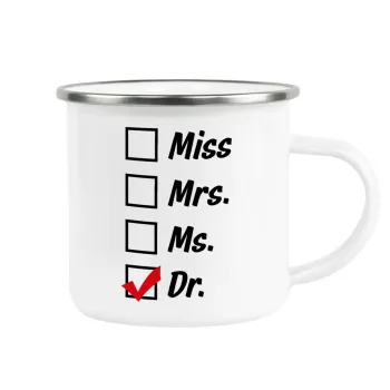 Miss, Mrs, Ms, DR, Κούπα Μεταλλική εμαγιέ λευκη 360ml