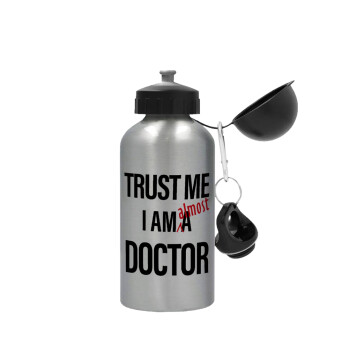 Trust me, i am (almost) Doctor, Metallic water jug, Silver, aluminum 500ml