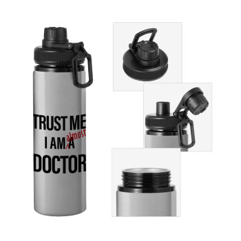 Trust me, i am (almost) Doctor, Μεταλλικό παγούρι νερού με καπάκι ασφαλείας, αλουμινίου 850ml