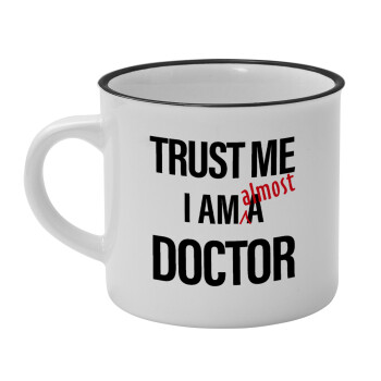 Trust me, i am (almost) Doctor, Κούπα κεραμική vintage Λευκή/Μαύρη 230ml