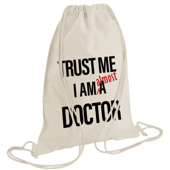 Trust me, i am (almost) Doctor, Τσάντα πλάτης πουγκί GYMBAG natural (28x40cm)