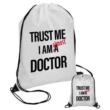 Trust me, i am (almost) Doctor, Τσάντα πουγκί με μαύρα κορδόνια (1 τεμάχιο)