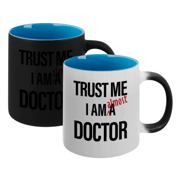 Trust me, i am (almost) Doctor, Κούπα Μαγική εσωτερικό μπλε, κεραμική 330ml που αλλάζει χρώμα με το ζεστό ρόφημα