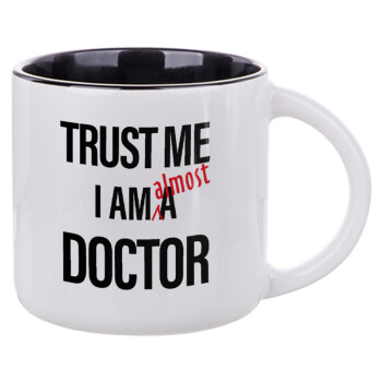 Trust me, i am (almost) Doctor, Κούπα κεραμική 400ml Λευκή/Μαύρη