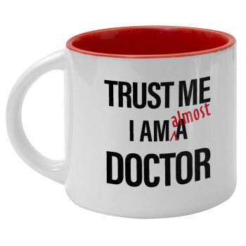Trust me, i am (almost) Doctor, Κούπα κεραμική 400ml Λευκή/Κόκκινη