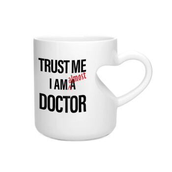 Trust me, i am (almost) Doctor, Κούπα καρδιά λευκή, κεραμική, 330ml