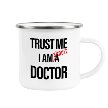 Trust me, i am (almost) Doctor, Metallic enamel cup white 360ml
