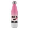 Metal mug thermos Pink/White (Stainless steel), double wall, 500ml