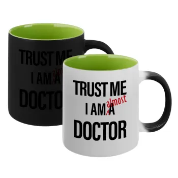 Trust me, i am (almost) Doctor, Κούπα Μαγική εσωτερικό πράσινο, κεραμική 330ml που αλλάζει χρώμα με το ζεστό ρόφημα