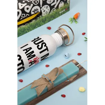 Trust me, i am (almost) Doctor, Πασχαλινή Λαμπάδα με παγούρι μεταλλικό (620ml, stainless steel) & κερί αρωματικό πλακέ (30cm) (ΤΙΡΚΟΥΑΖ)