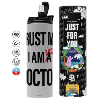 Trust me, i am (almost) Doctor, Tumbler stainless steel GREY 600ml