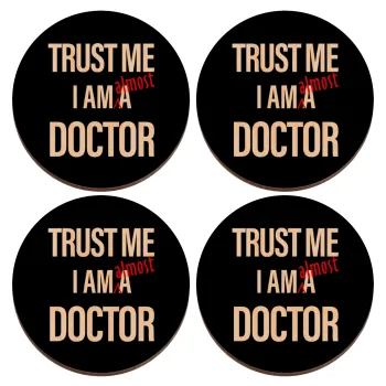 Trust me, i am (almost) Doctor, ΣΕΤ x4 Σουβέρ ξύλινα στρογγυλά plywood (9cm)