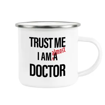 Trust me, i am (almost) Doctor, Metallic enamel cup white 360ml