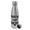Metallic water bottle, stainless steel, 750ml