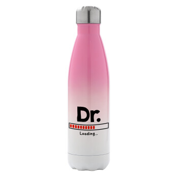 DR. Loading..., Metal mug thermos Pink/White (Stainless steel), double wall, 500ml