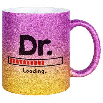 DR. Loading..., Κούπα Χρυσή/Ροζ Glitter, κεραμική, 330ml