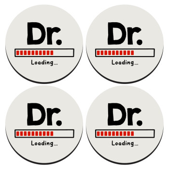 DR. Loading..., SET of 4 round wooden coasters (9cm)