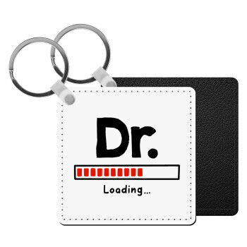 DR. Loading..., Μπρελόκ Δερματίνη, τετράγωνο ΜΑΥΡΟ (5x5cm)