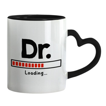 DR. Loading..., Κούπα καρδιά χερούλι μαύρη, κεραμική, 330ml
