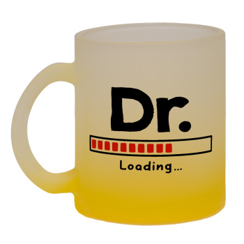 DR. Loading..., Κούπα γυάλινη δίχρωμη με βάση το κίτρινο ματ, 330ml