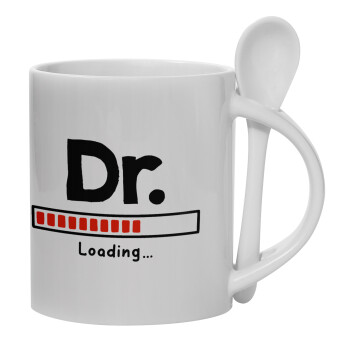 DR. Loading..., Ceramic coffee mug with Spoon, 330ml (1pcs)