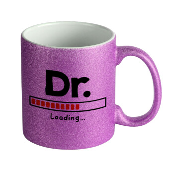 DR. Loading..., Κούπα Μωβ Glitter που γυαλίζει, κεραμική, 330ml