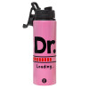 Metallic water bottle with safety lid, 850ml aluminum